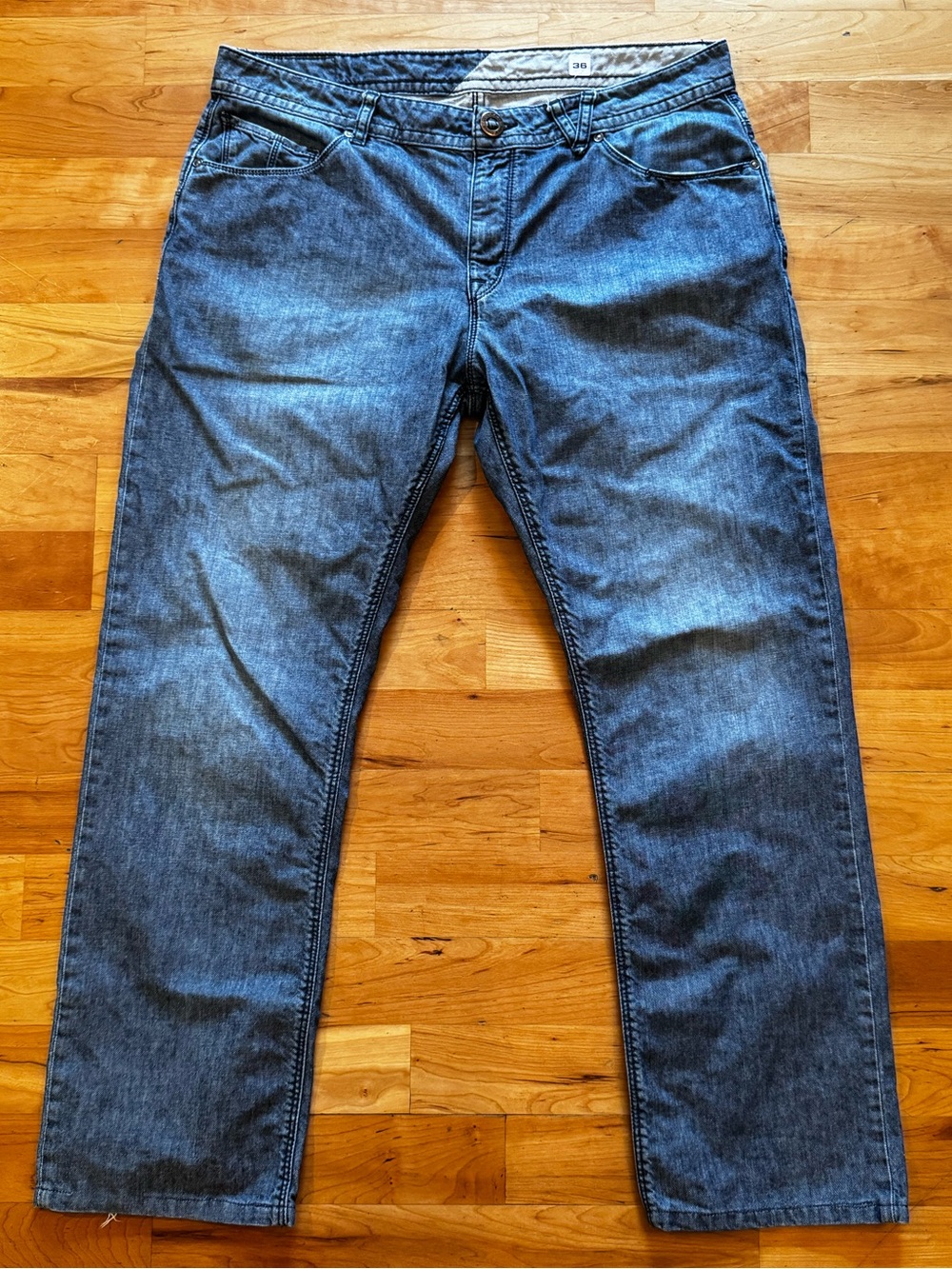 Volcom Men’s Solver Denim Pants 36x28 Hemmed Modern Straight Blue Jeans Skate